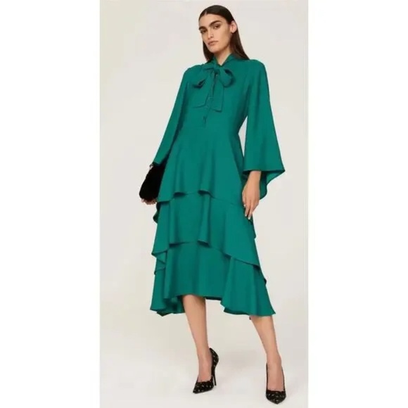 Osman Yousefzada X RTR Bow Front Ruffle Dress Size 10 - Picture 1 of 12